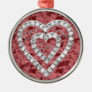Rote Runde Live-Lagh Liebe Diamant Herzlich Willko Silbernes Ornament