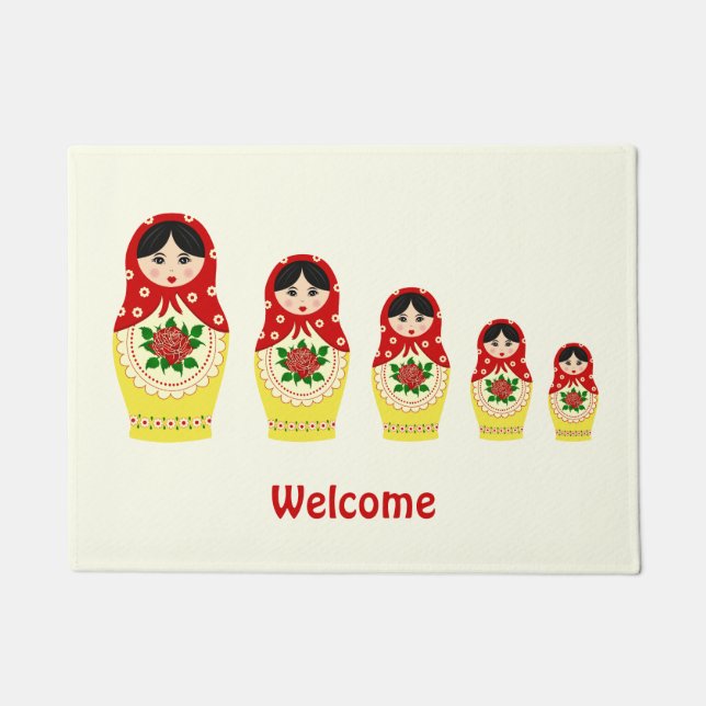 Rote russische matryoshka Verschachtelungspuppen Fußmatte (Vorderseite)