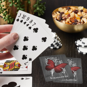 Rote Rustikale Schmetterling Personalisierte Spiel Spielkarten