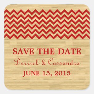 Rote rustikale Zickzack Save the Date Stickers