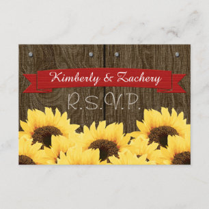 ROTE RUSTISCHE SUNFLOWER-RSVP-KARTE RSVP KARTE
