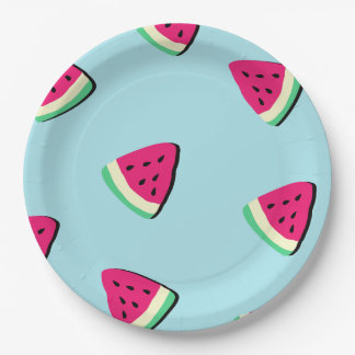 Rote, saftige Wassermelone-Muster Papierplatte Pappteller