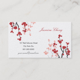 Rote Sakura Kirschblüten Orientalischer Zen Visitenkarte