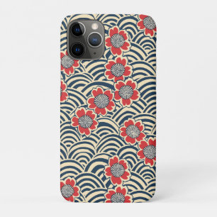 Rote Sakura Navy-Wellen-Creme Japanisches Muster Case-Mate iPhone Hülle
