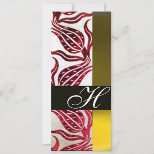 ROTE SAMT-DAMAST-TULPEN MIT MONOGRAMM Burgundergel Einladung
