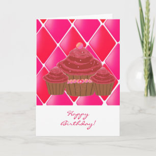 Rote Samt-Geburtstagscupcakes Karte