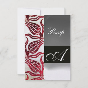 ROTE SAMT-TULPEN MONOGRAM Burgunder Weiß Eis RSVP Karte