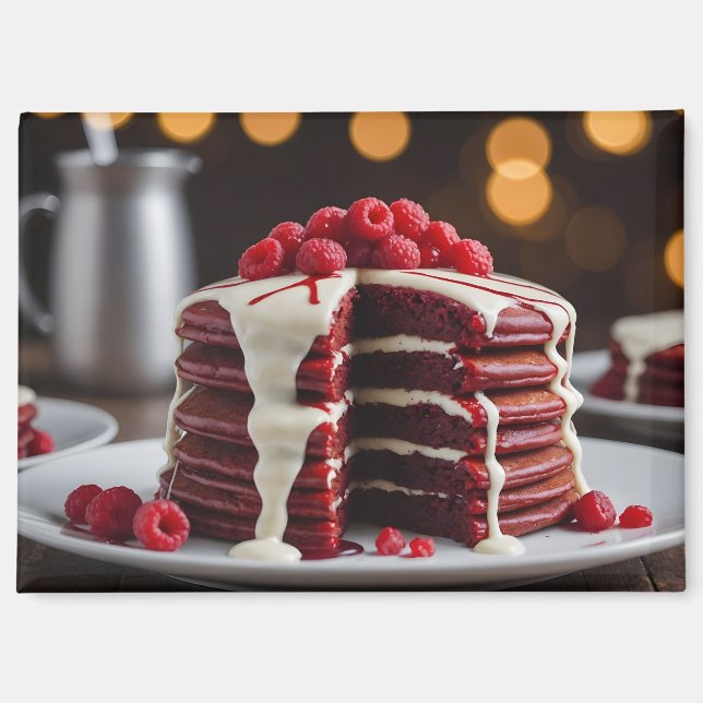 Rote Samtpfannkuchen Magnet (Vorderseite)
