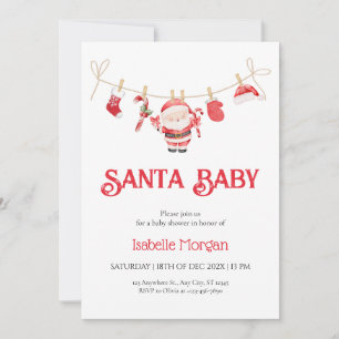 Rote Santa-Baby-Weihnachts-Baby-Shower-Einladung Einladung