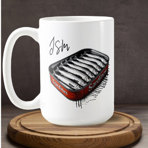 Rote Sardinen-Kunst-Dose mit individuellem Monogra Kaffeetasse