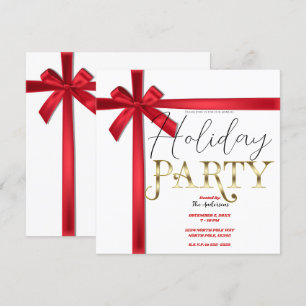 Rote Satin-Schleifen-Weihnachtsfeier Party Einladung