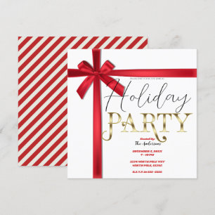 Rote Satin-Schleifen-Weihnachtsfeier Party Einladung