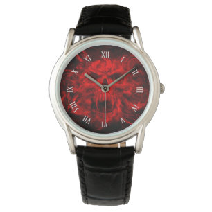 rote Schädelkopfstelle Armbanduhr