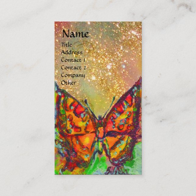 ROTE SCHALTFLÄCHE IN JELLOW GOLD GLITZERN Monogram Visitenkarte (Vorderseite)