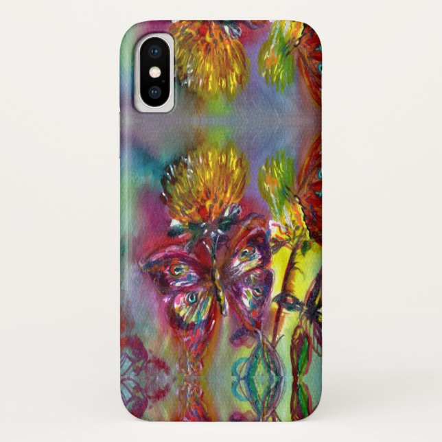 ROTE SCHALTFLÄDEN AUF GELBEN THISTEN, BLUE SKY Flo Case-Mate iPhone Hülle (Rückseite)