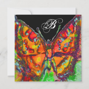 ROTE SCHALTFLY BLAUE GOLD GELBEN GLITZERN-MONOGRAM ANKÜNDIGUNG