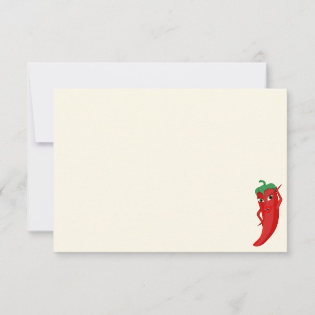 Rote scharfe Paprika Diva Cute Blank Cremeweiß Mitteilungskarte (Vorderseite)