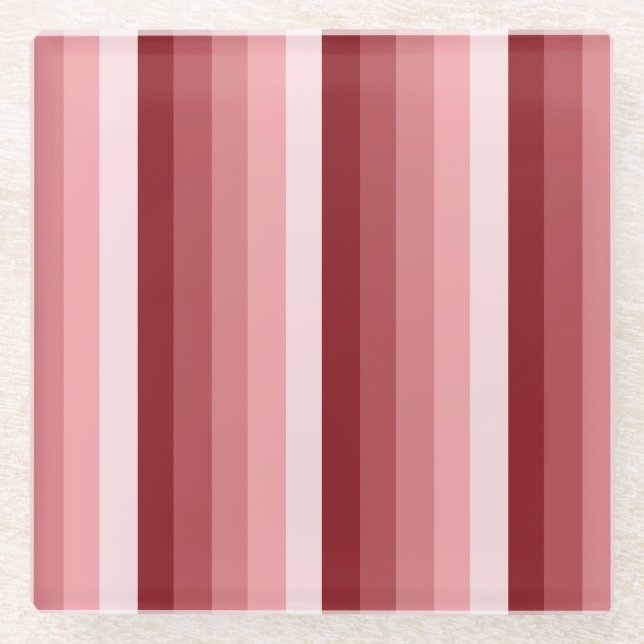 Rote Schattenstreifen Glasuntersetzer (Vorderseite)