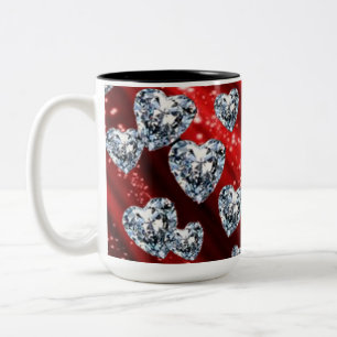 Rote Schein-Diamant-Herz-Tasse Zweifarbige Tasse