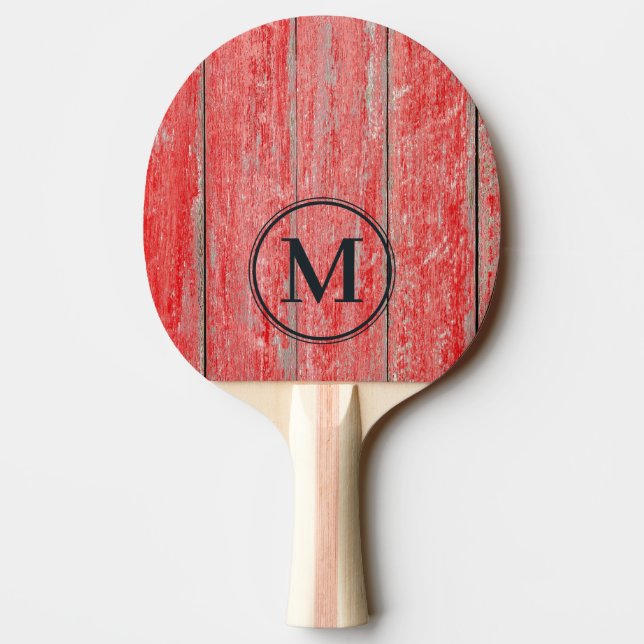 Rote Scheune Bretter Monogramm Tischtennis Schläger (Rückseite)