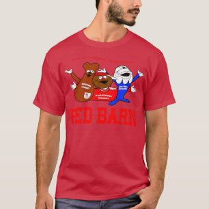 Rote Scheune Huhn Hungriger Hamburger Großer Fisch T-Shirt