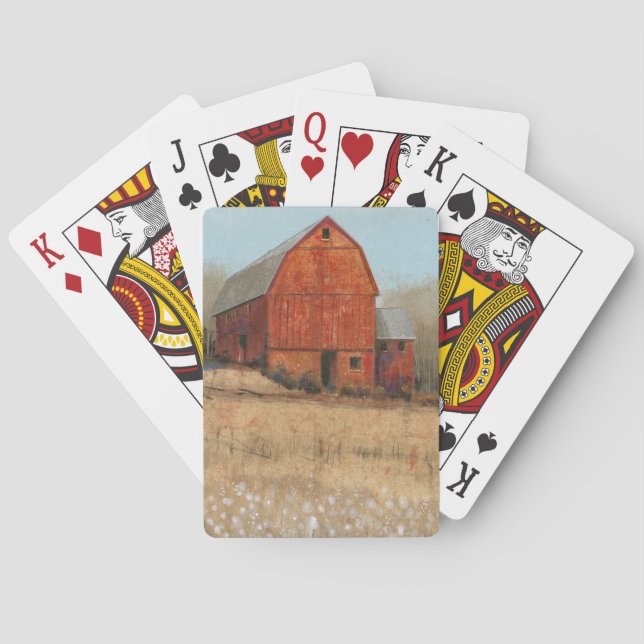 Rote Scheunen-Ansicht Spielkarten (Rückseite)