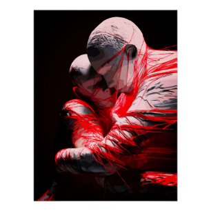 Rote Schicksalsfäden Emotionale Umarmung Skulptur Poster