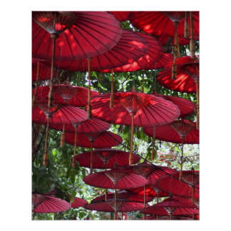 Rote Schirme am Himmel - Asiatisches Poster