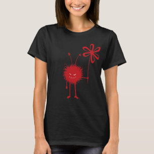 Rote schlechte Blumen-Wanzen-Schwarz-Frau T-Shirt