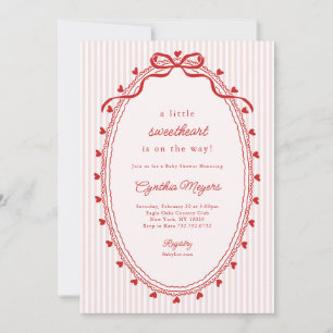 Rote Schleife A Little Sweetheart Baby Shower Einladung