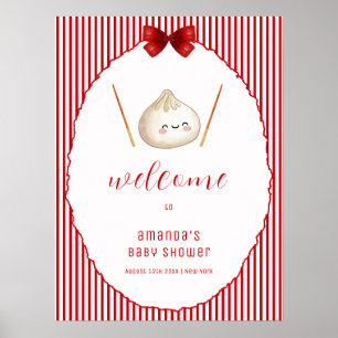 Rote Schleife Asiatische Teigtasche Baby Shower Wi Poster