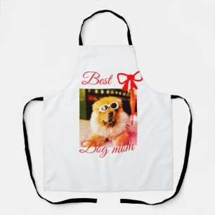 Rote Schleife beste Hundemutter Vater Foto Hund/Ha Schürze