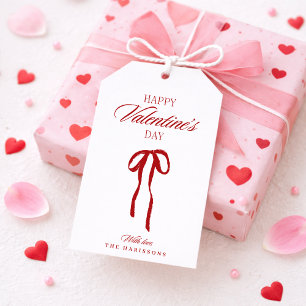 Rote Schleife, elegante Valentinstag-Geschenkkarte Geschenkanhänger