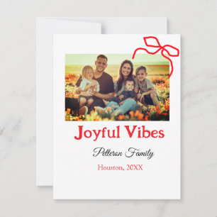 Rote Schleife fröhliche Stimmung Familienname Foto Feiertagskarte