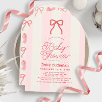 Rote Schleife & rosa gestreiftes Mädchen-Baby-Part