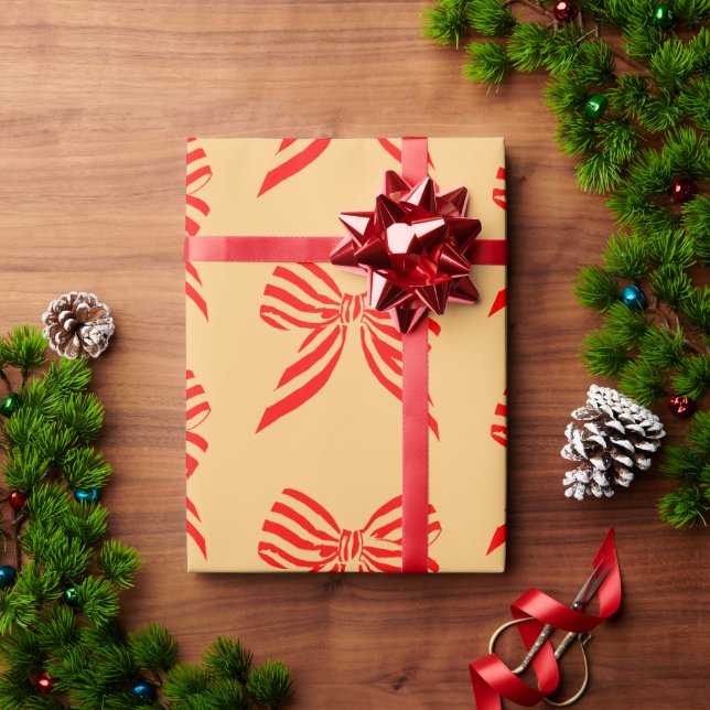Rote Schleifen Geschenkpapier (Feiertagsgeschenk)