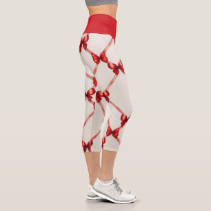Rote Schleifen-Leggings: Stil und Komfort vereint Capri Leggings