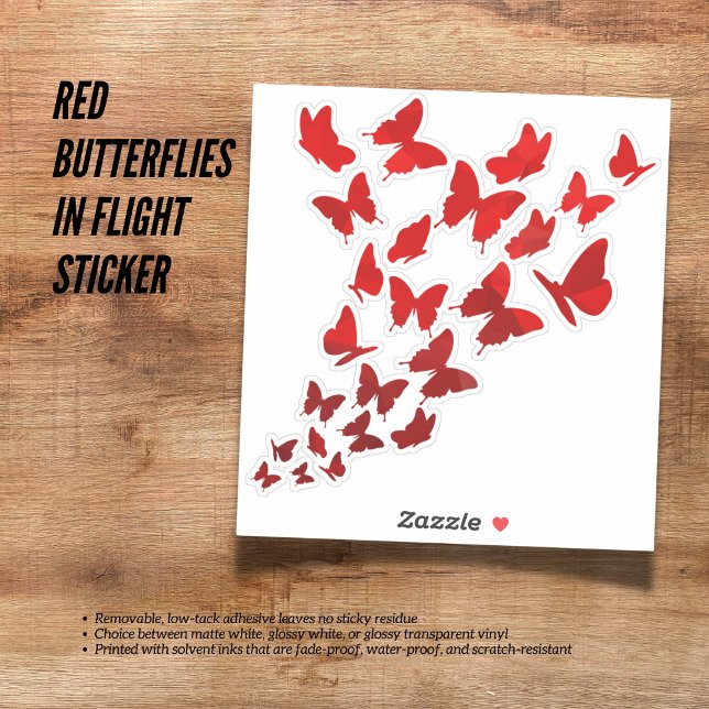 Rote Schmetterlinge auf Flugsticker Aufkleber (The Butterfly Studio
Red Butterflies In Flight Sticker)