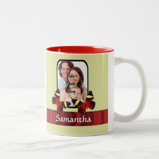 Rote Schmetterlinge Fotovorlage Zweifarbige Tasse