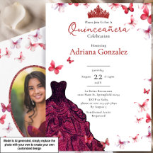 Rote Schmetterlinge Kleid Foto 15 XV Quinceanera