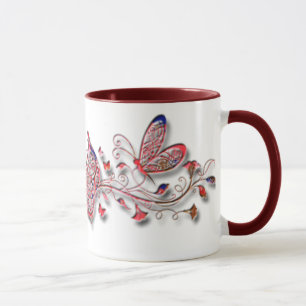 Rote Schmetterlinge Tasse
