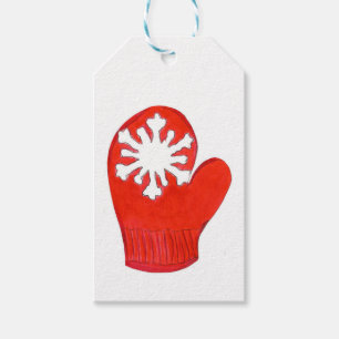 Rote Schneeflocke-Handschuh-Geschenk-Umbauten Geschenkanhänger
