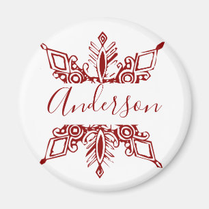 Rote Schneeflocke personalisiert  Magnet