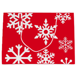 Rote Schneeflocke-Weihnachtsgeschenk-Tasche - groß Große Geschenktüte