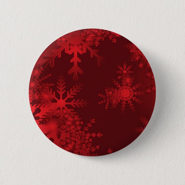 Rote Schneeflocken Button (Vorderseite)