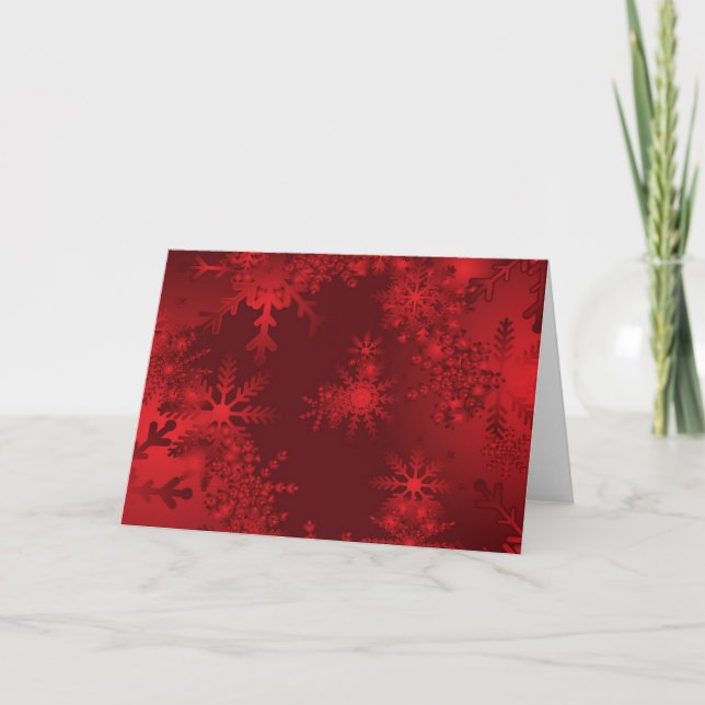 Rote Schneeflocken Feiertagskarte (Vorderseite)