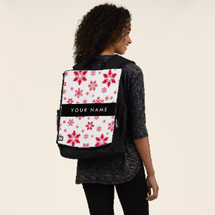 Rote Schneeflocken, Ihr Name, Personalisieren Rucksack