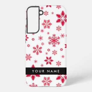 Rote Schneeflocken, Ihr Name, Personalisieren Samsung Galaxy Hülle