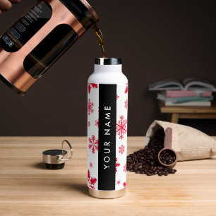 Rote Schneeflocken, Ihr Name, Personalisieren Trinkflasche