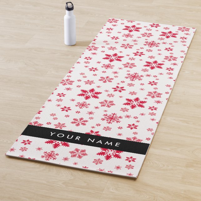 Rote Schneeflocken, Ihr Name, Personalisieren Yogamatte (Beispiel)